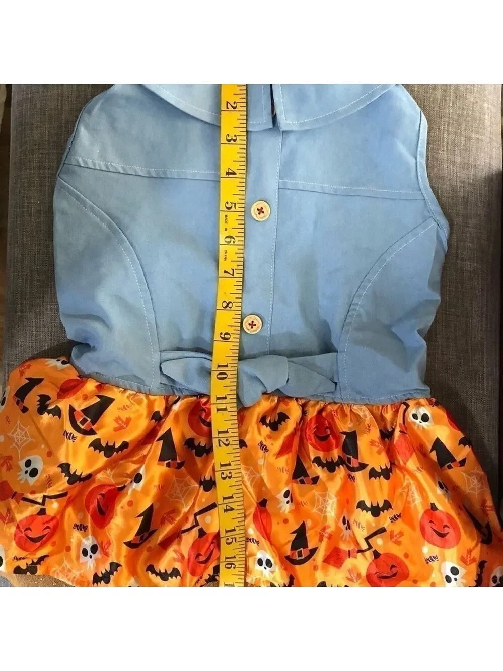 Frisco Dog Dress Blue Chambray Orange Pumpkins Tutu Medium